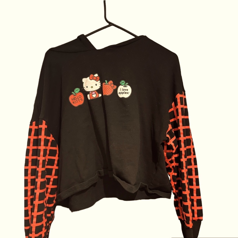 Shein x hello kitty red crop top hoodie